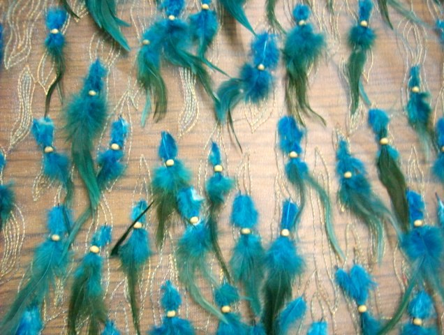 2.Teal-Turquoise Feather Fabric